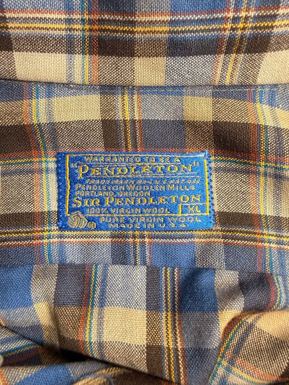 Pendleton Sir Pendleton Shirt Size XL Blue Plaid Virgin Wool Button Down